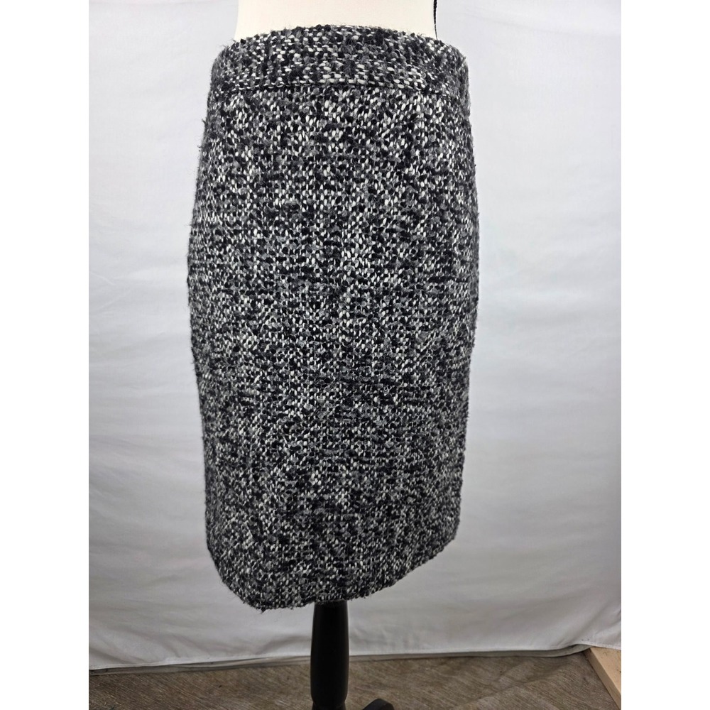 J.Crew Wool Alpaca Blend Boucle Tweed Pencil Skirt Black White Grey Size 2